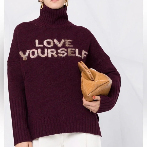 ZADIG & VOLTAIRE Alma Purple Love Yourself Pullover Sweater Knit SZ XS - Picture 2 of 15